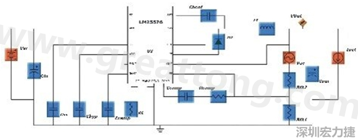 參考圖1的電流通路：把FET在導(dǎo)通狀態(tài)下流經(jīng)的通路標(biāo)記為紅色；把FET在關(guān)斷狀態(tài)下的迴路標(biāo)記為綠色。