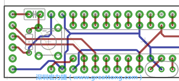 4.2. 然后在電路板的背面進(jìn)行布線。