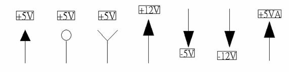 電源符號(hào)有下列幾種，可使用鍵盤 [Ctrl + Tab] 鍵切換：