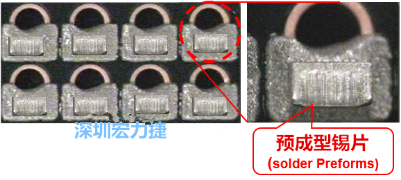  「預成型錫片(Solder preforms)」是一種擠壓成型的小錫片，可以在PCBA貼片加工時用來局部增加錫膏印刷量，幫助因為使用鋼板印刷而受限的錫膏量，用來改善焊錫的品質。